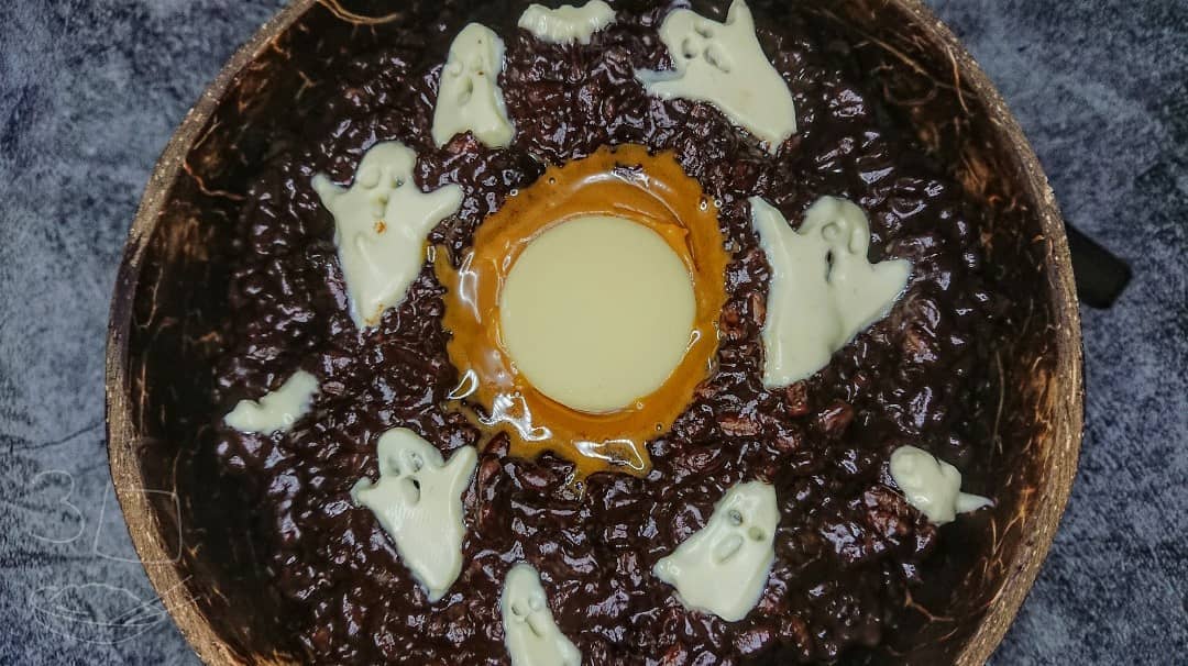 Haunted Chocolate Caramel Rice Pudding