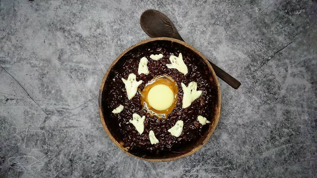 Haunted Chocolate Caramel Rice Pudding