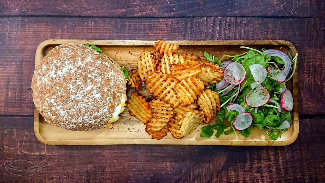 Eggy Mayo Butty with Waffle Chips and Salad