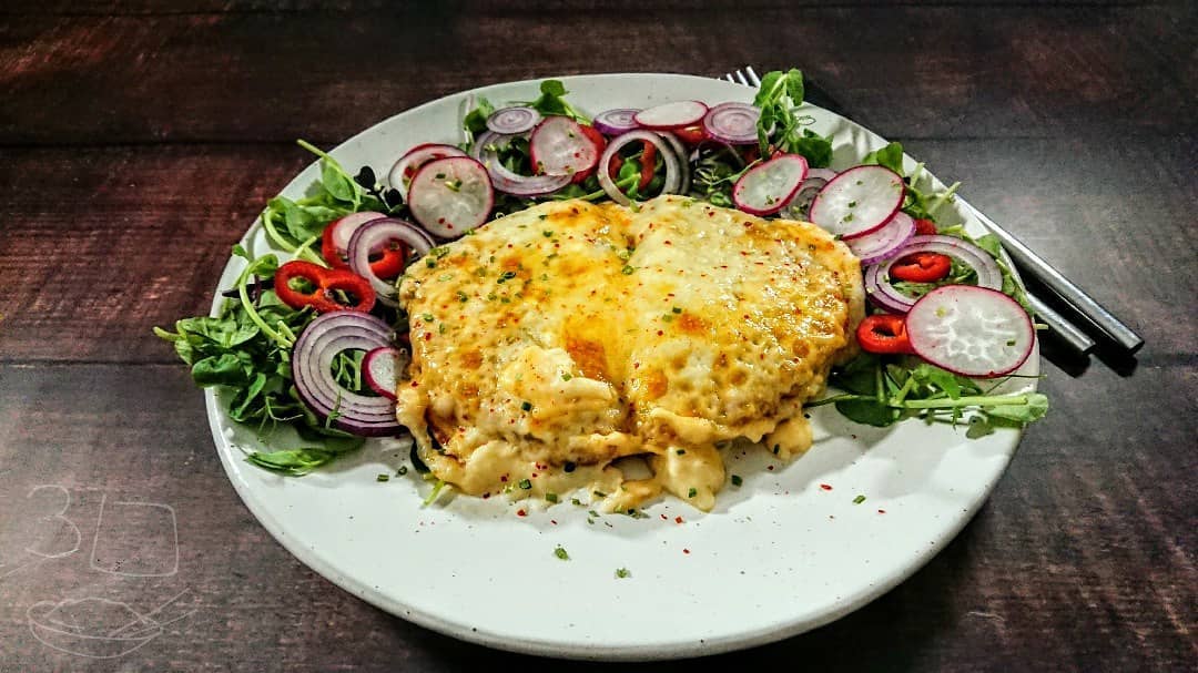 Parmo Kievs with Cheese Sauce