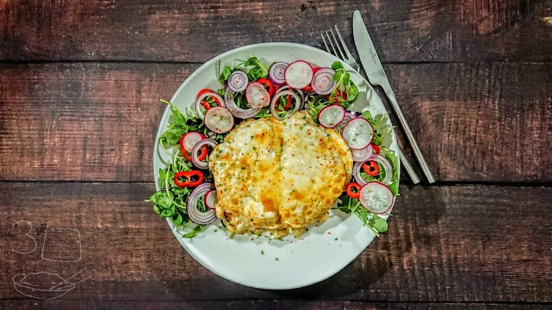 Parmo Kievs with Cheese Sauce