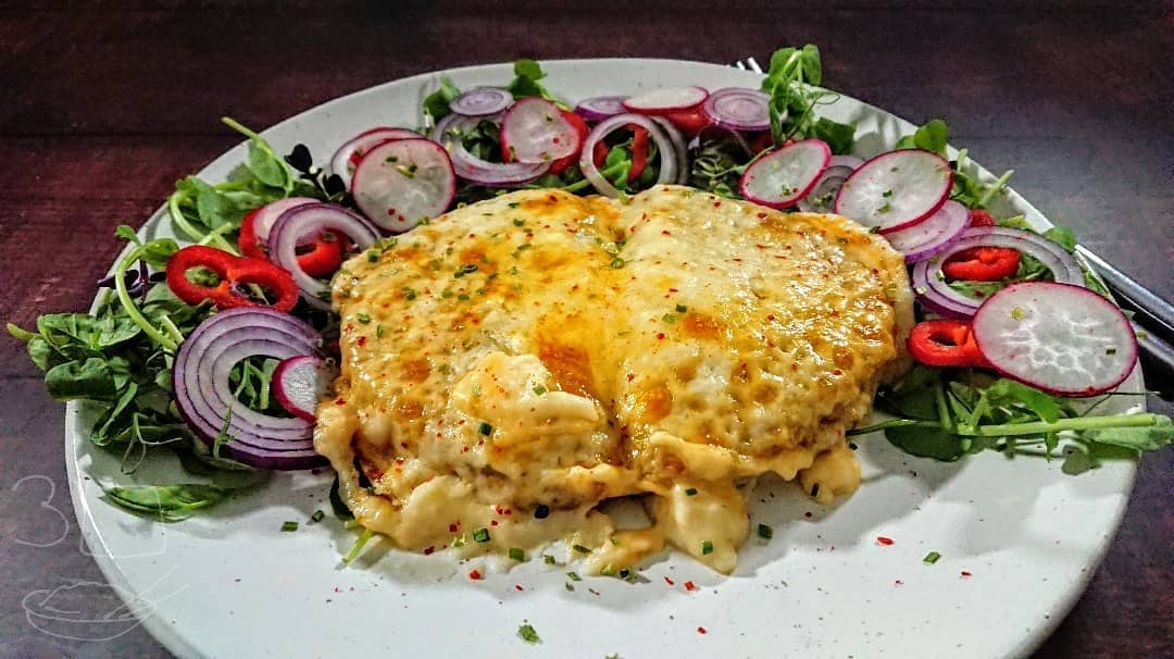 Parmo Kievs with Cheese Sauce