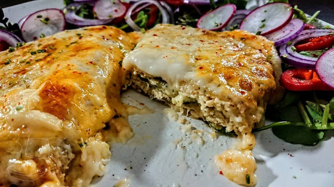 Parmo Kievs with Cheese Sauce