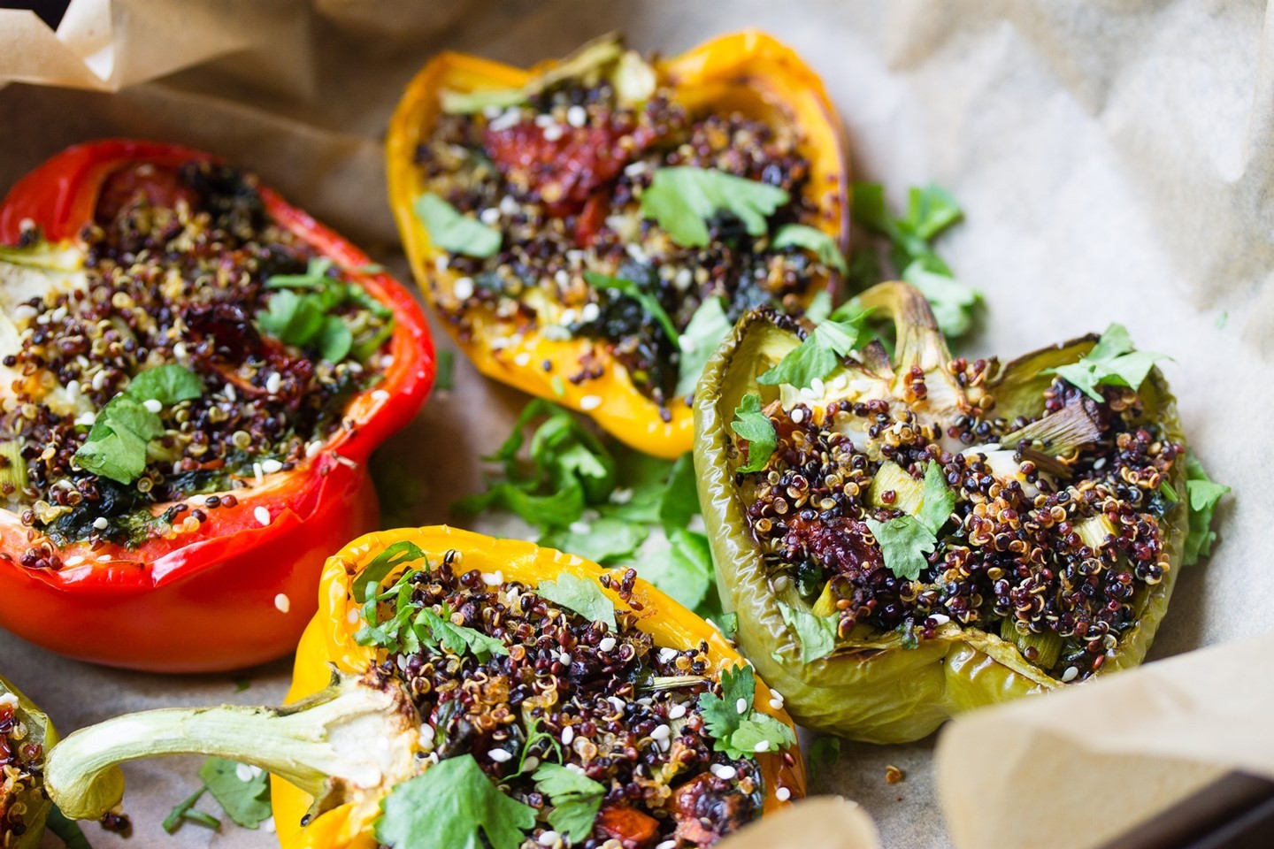 Cheesy Quinoa Stuffed Bell Peppers