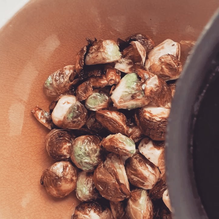 Crispy Air Fryer Brussels Sprouts with Sticky Balsamic Glaze