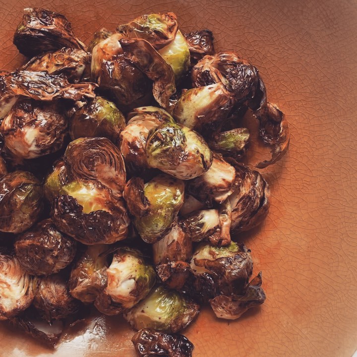 Crispy Air Fryer Brussels Sprouts with Sticky Balsamic Glaze