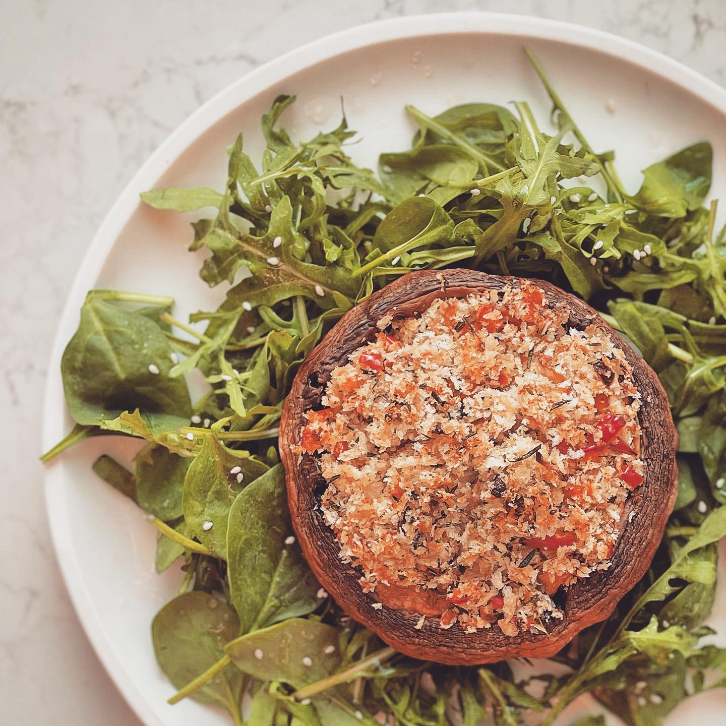Herb and Walnut Stuffed Portobello Mushrooms
