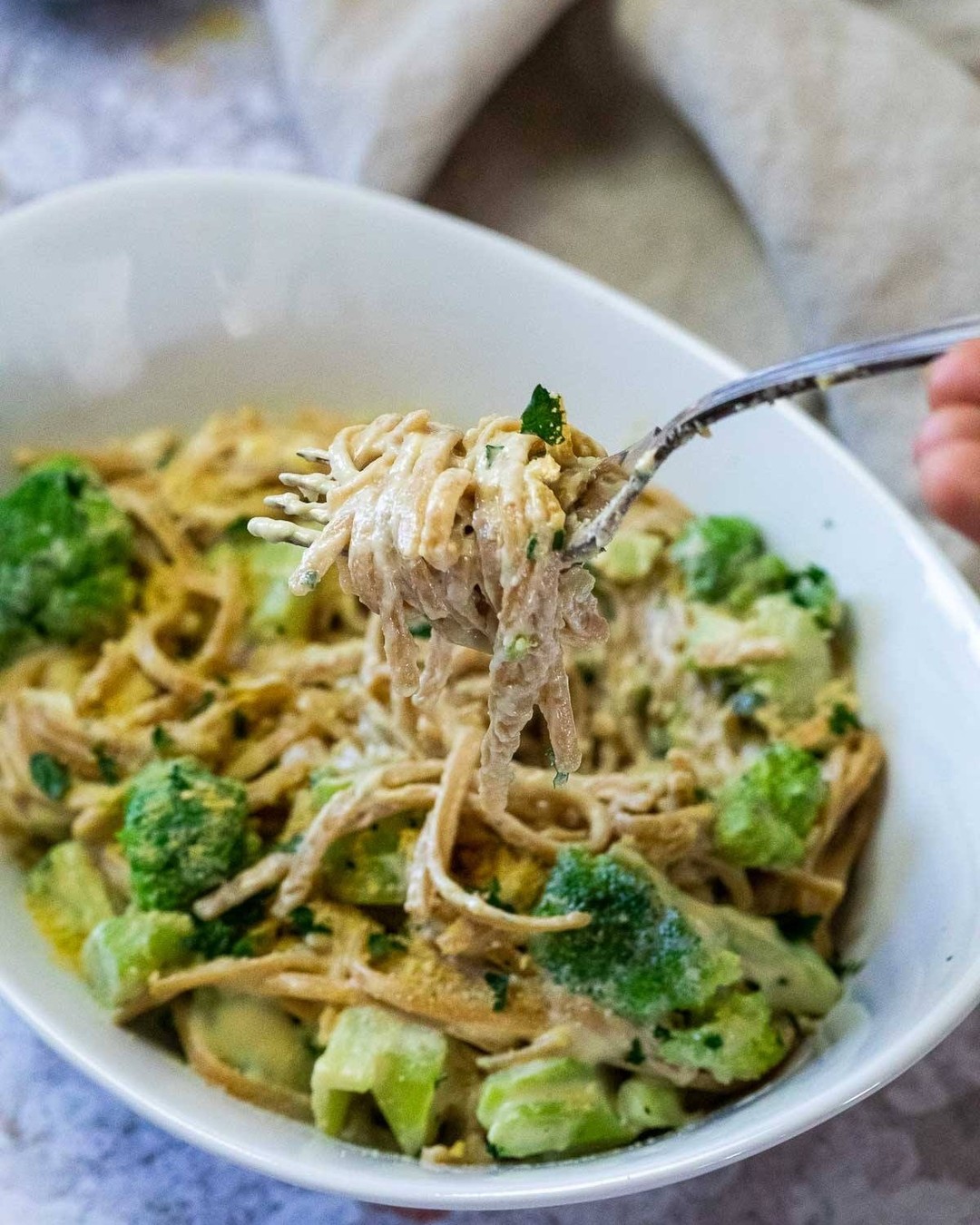 Creamy Vegan Alfredo Pasta with Broccoli