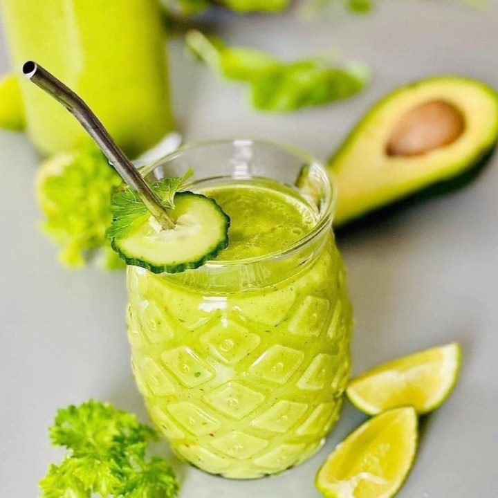 Green Smoothie with Fresh Fruits and Greens