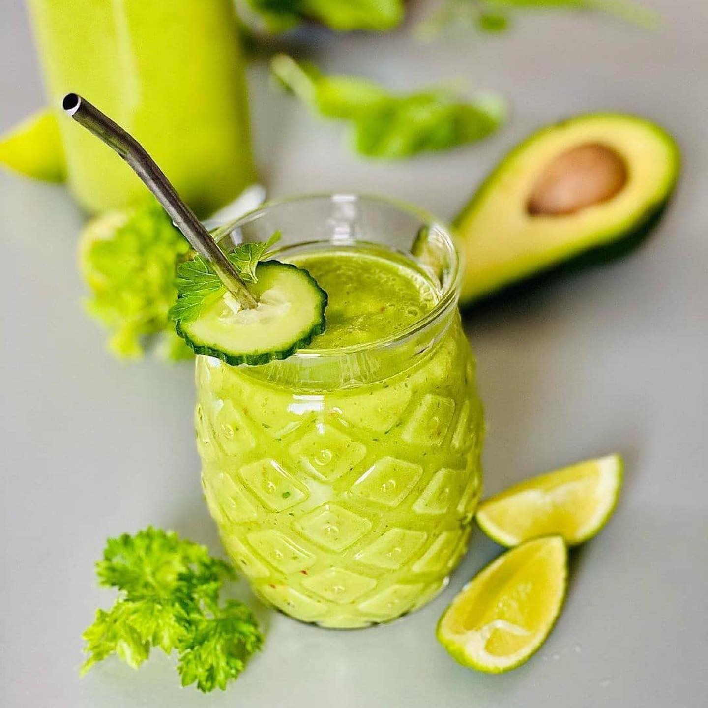 Green Smoothie with Fresh Fruits and Greens