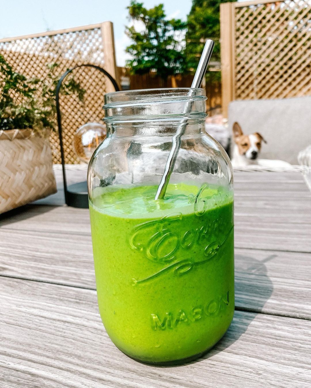 Green Smoothie with Banana Spinach and Almond Butter