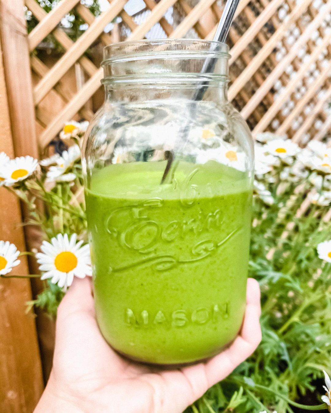 Green Smoothie with Banana Spinach and Almond Butter