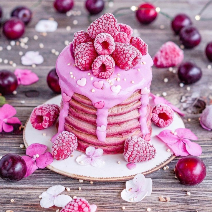 Vegan Pink Cherry Pancakes