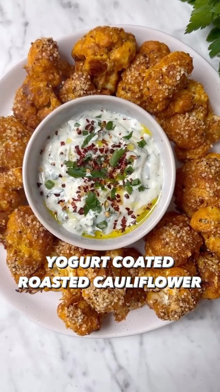 Roasted Cauliflower with Tzatziki Sauce