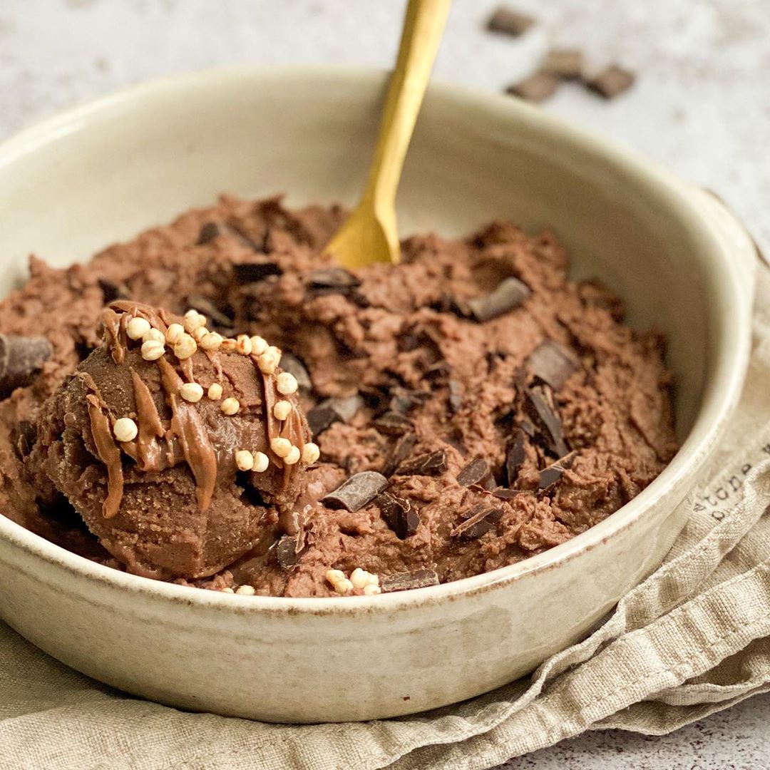 Healthy Double Chocolate Chip Cookie Dough with Nicecream