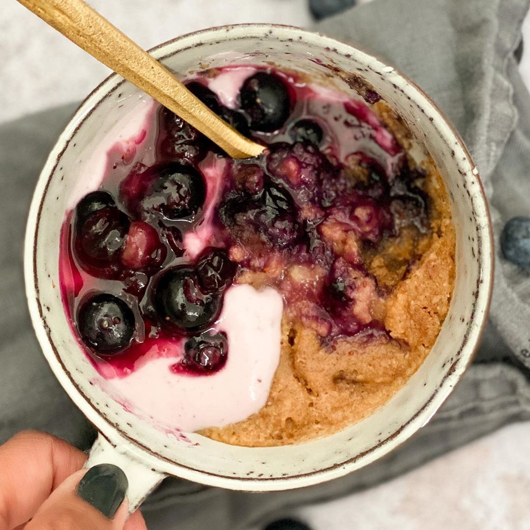Blueberry Cinnamon Almond Butter Microwave Mug Cake