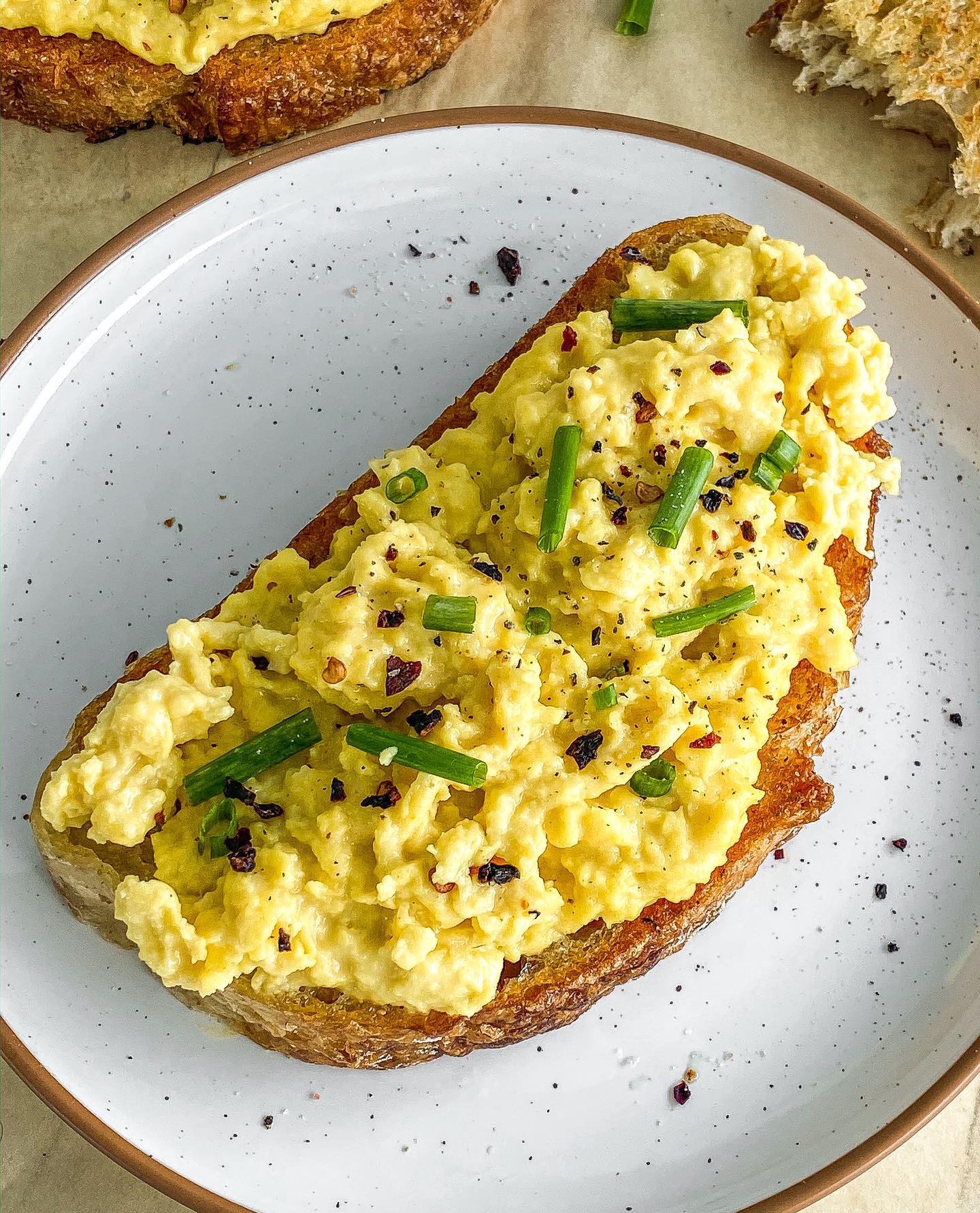 Vegan Cheezy Truffle Eggs on Sourdough