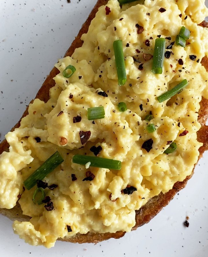 Vegan Cheezy Truffle Eggs on Sourdough