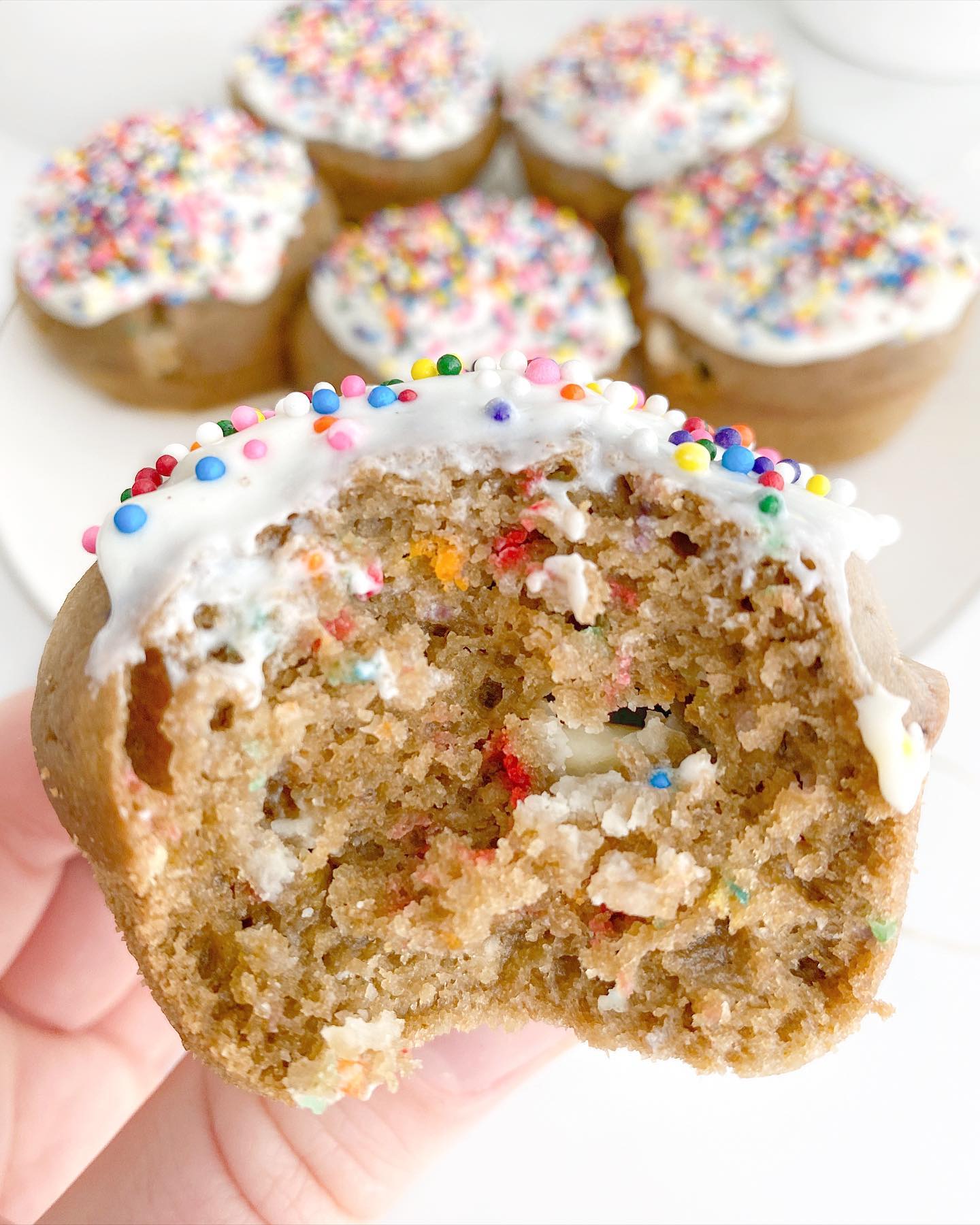 Fluffy Confetti Cupcakes with White Chocolate and Sprinkles