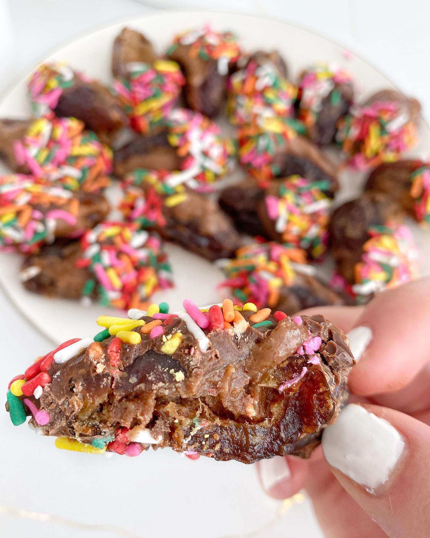 Nut Butter Stuffed Dates with Chocolate