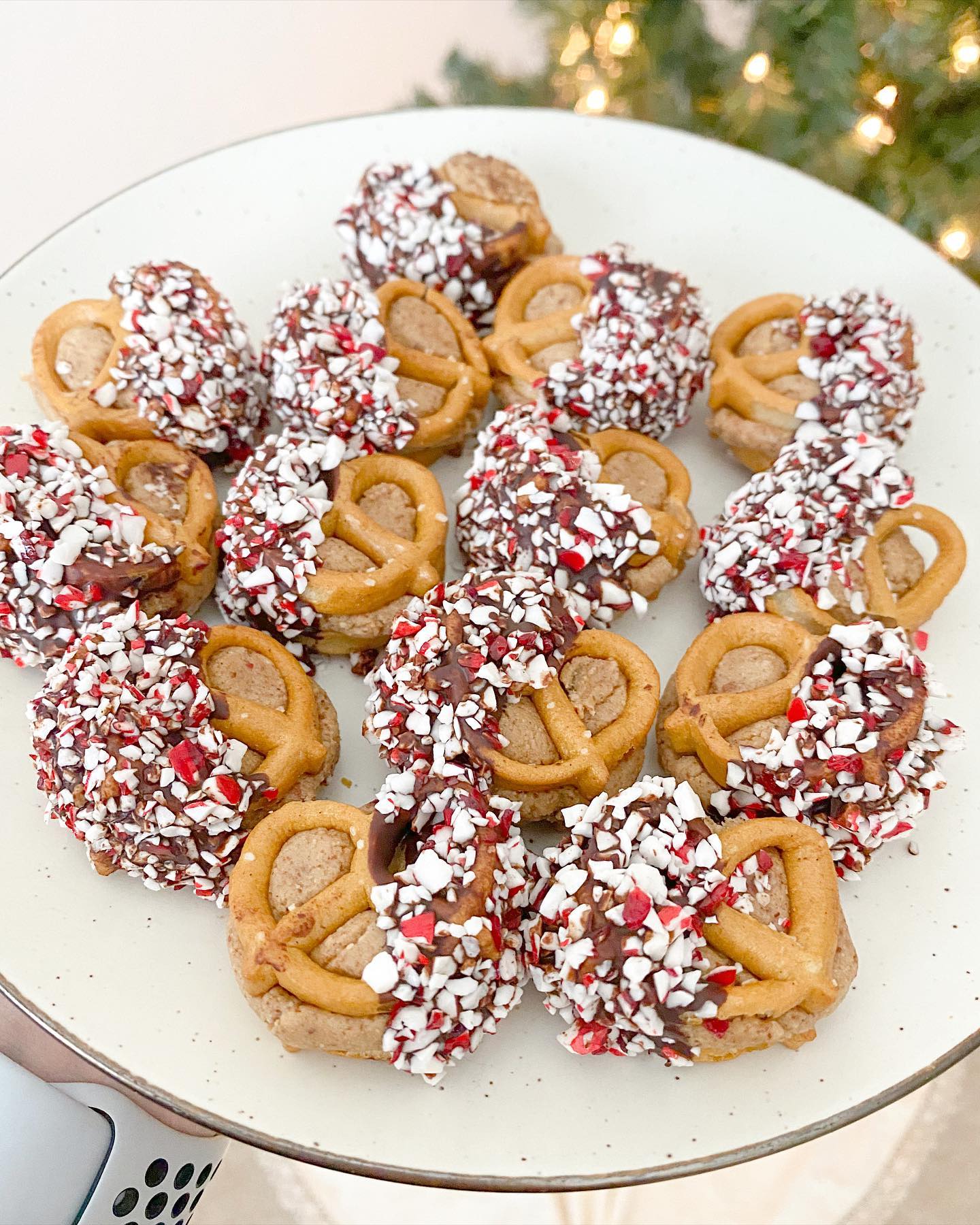 Peppermint Cookie Dough Pretzels