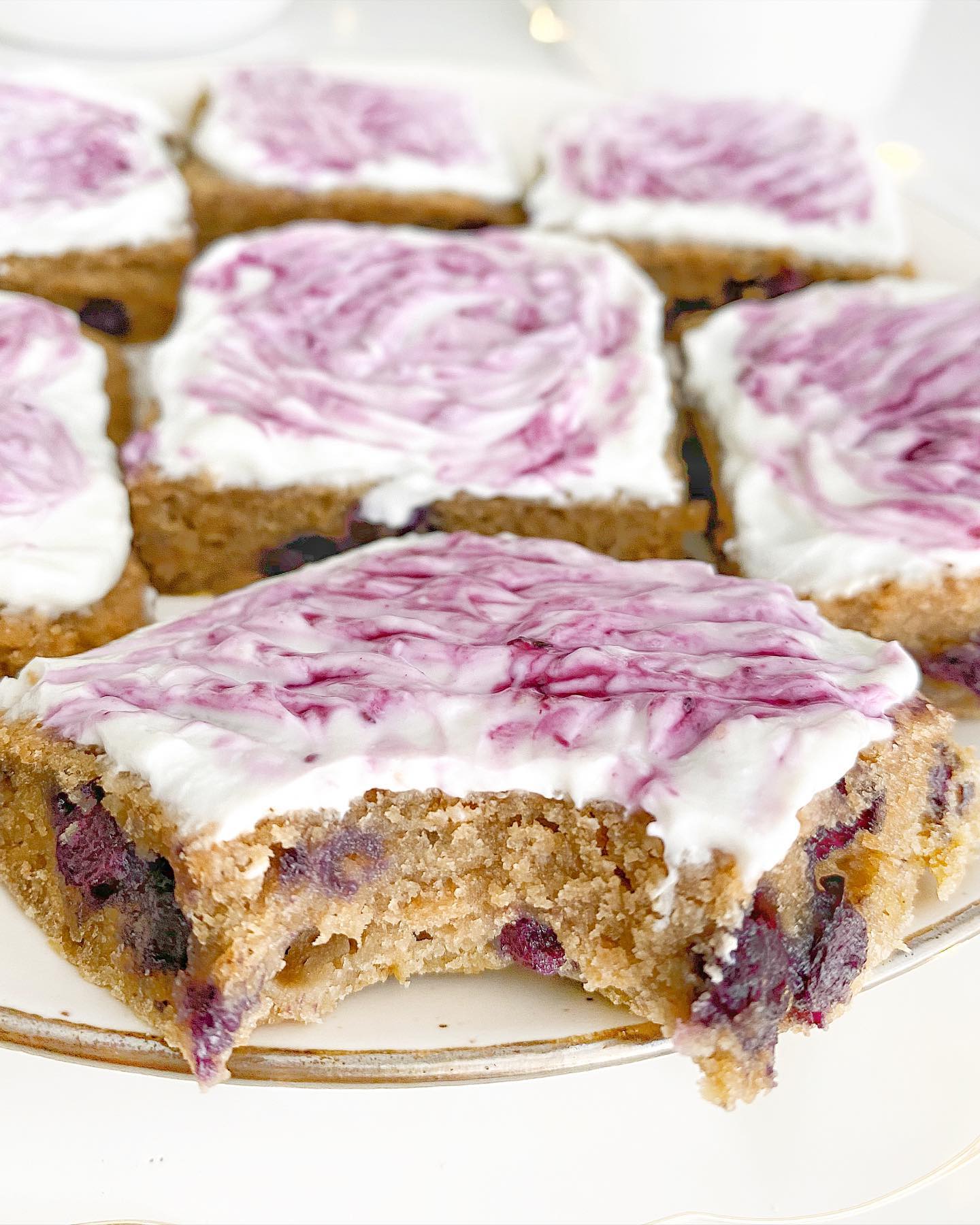 Blueberry Bars with Yogurt Topping