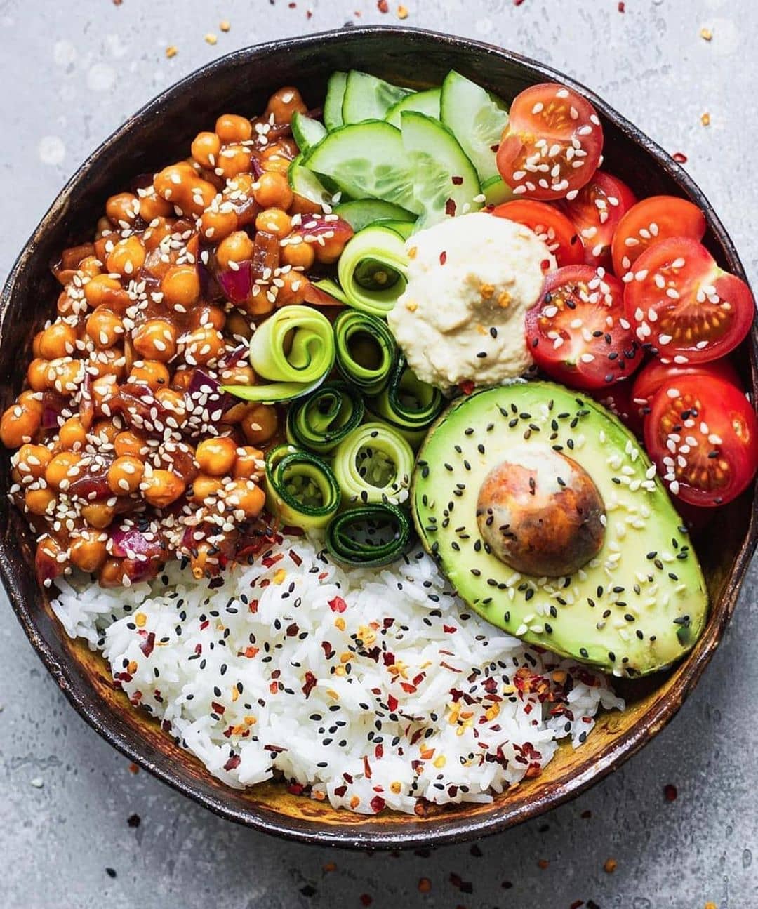 Vegan Nourish Bowl with Sweet and Sour Chickpeas