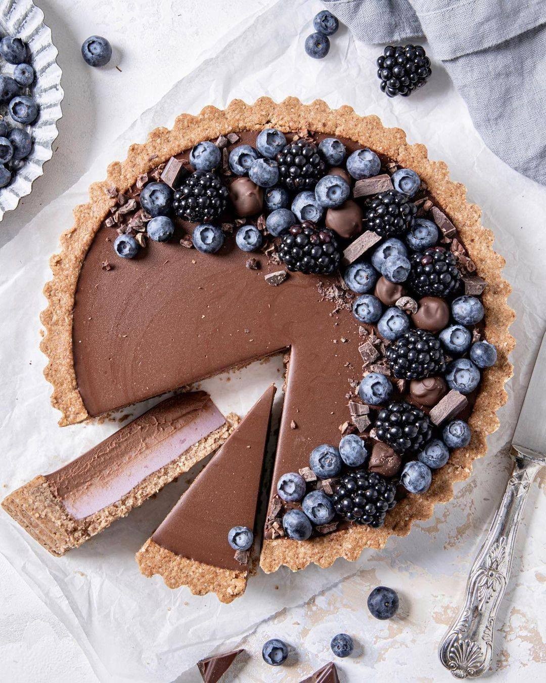 Blackberry Custard Tart with Chocolate Ganache