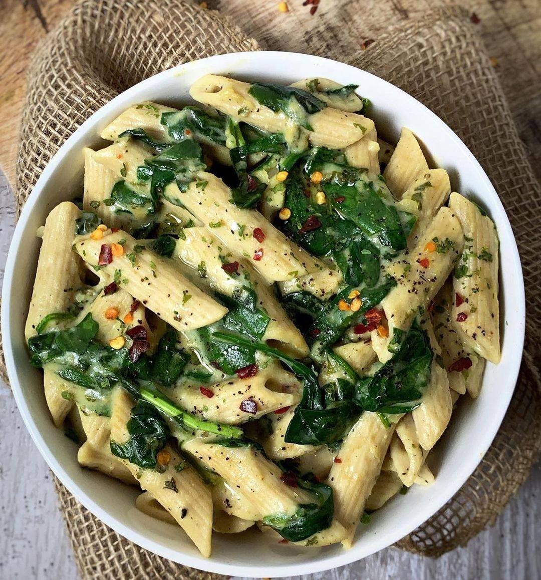 Vegan Creamy Spinach Penne Pasta