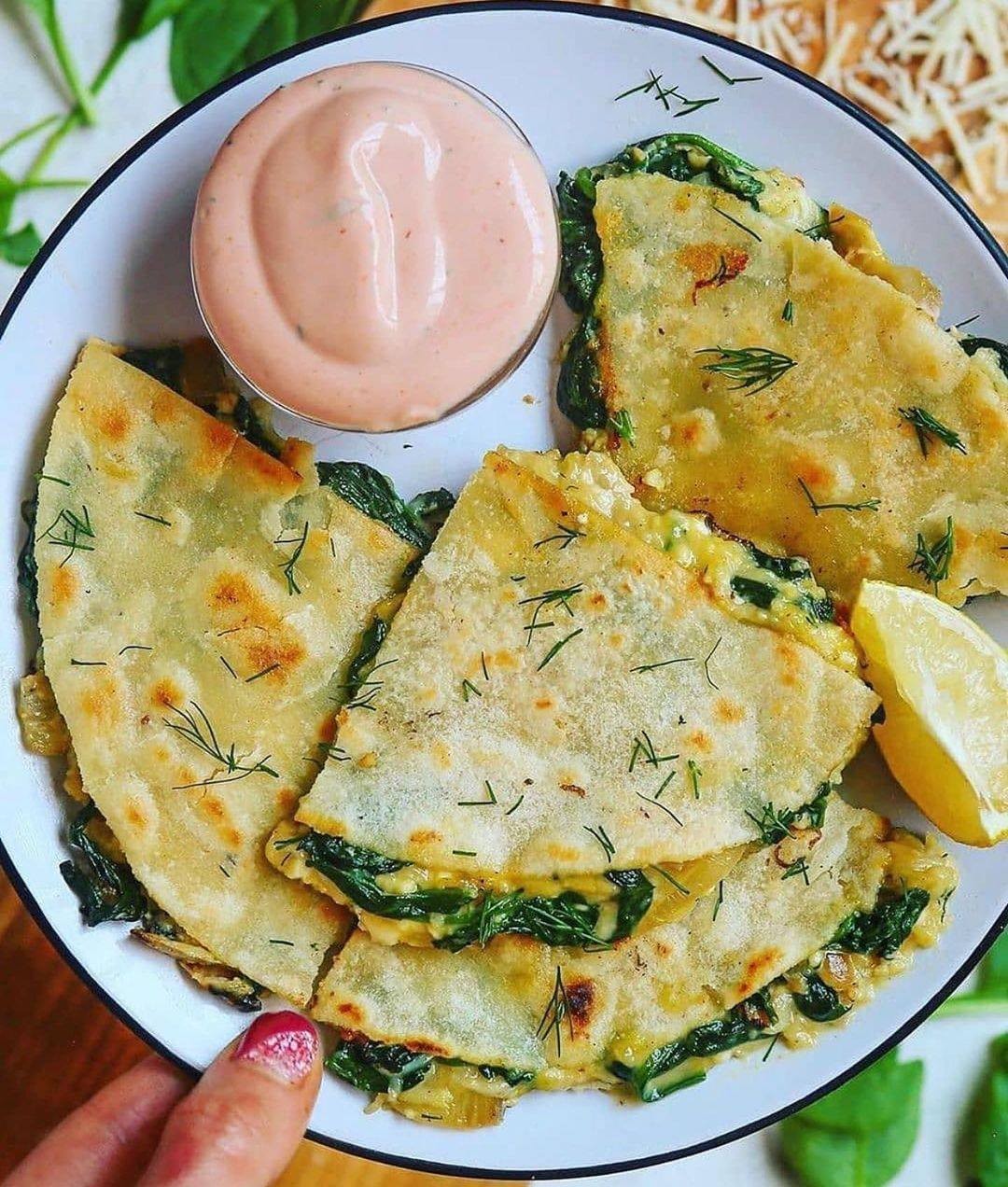 Avocado Spinach and Black Bean Quesadillas
