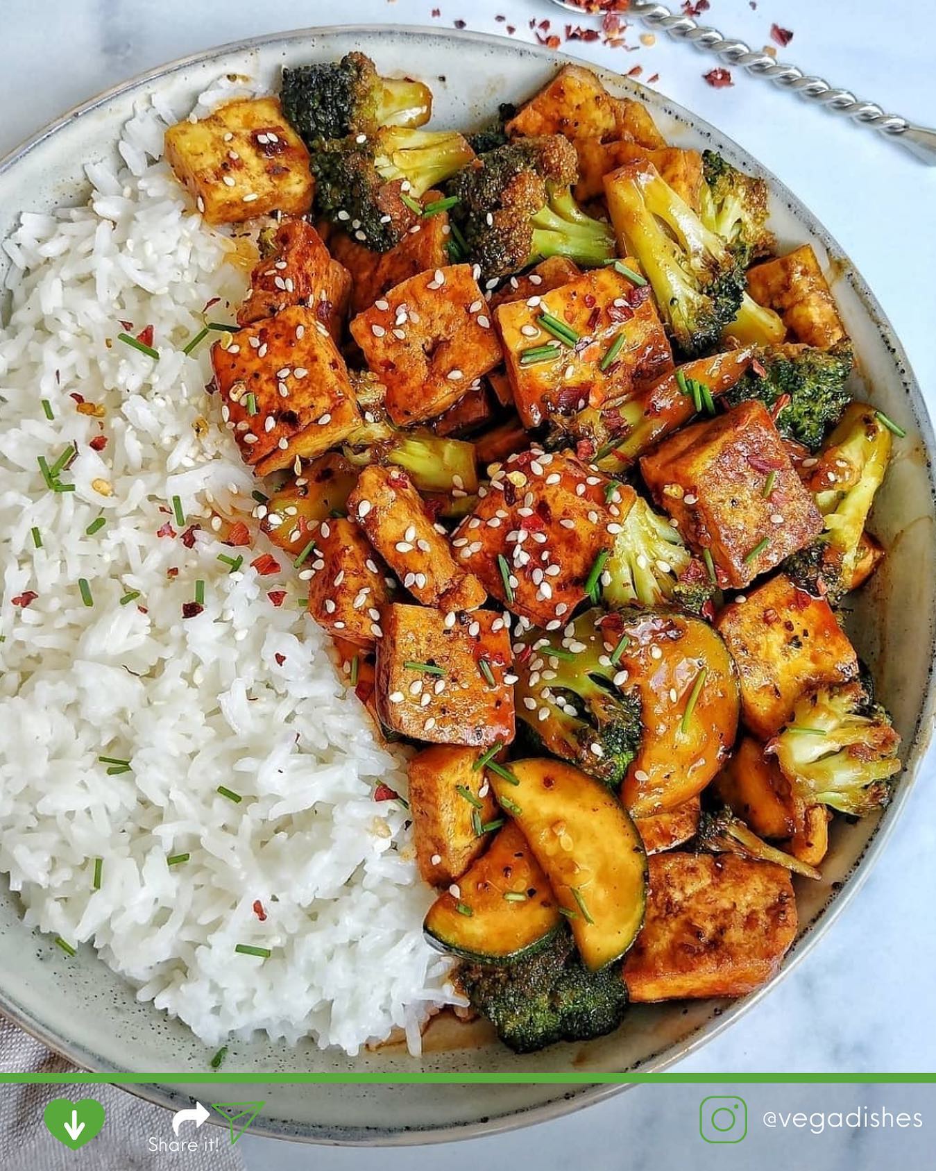 Broccoli and Zucchini Tofu Bbq Stir Fry