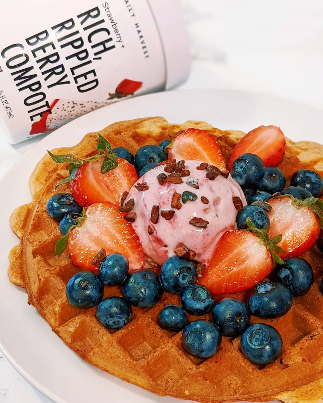 Waffles with Ice Cream and Berries
