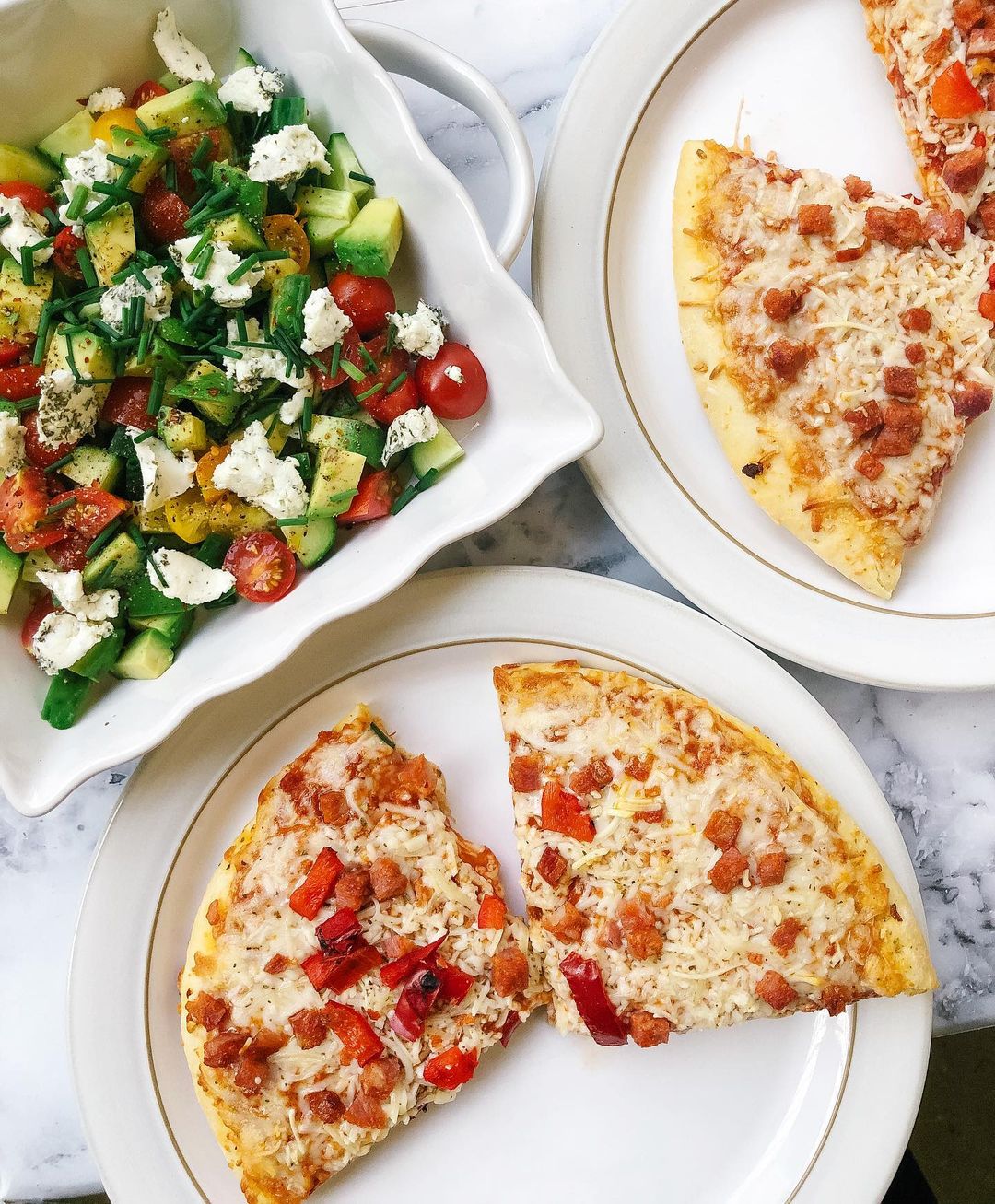 Simple Creamy Chopped Salad Pizza Side Dish