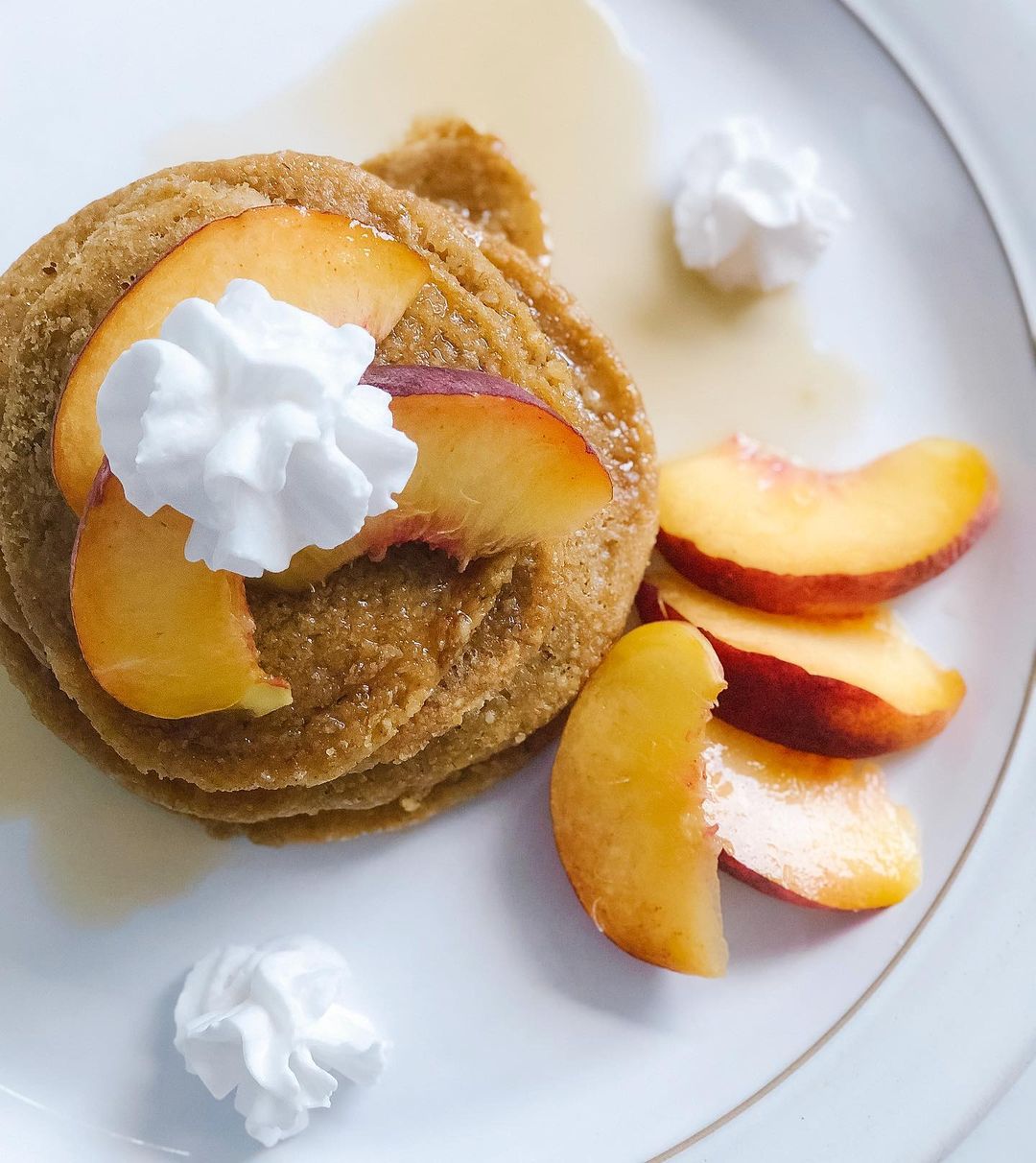Vegan Peaches and Cream Pancakes
