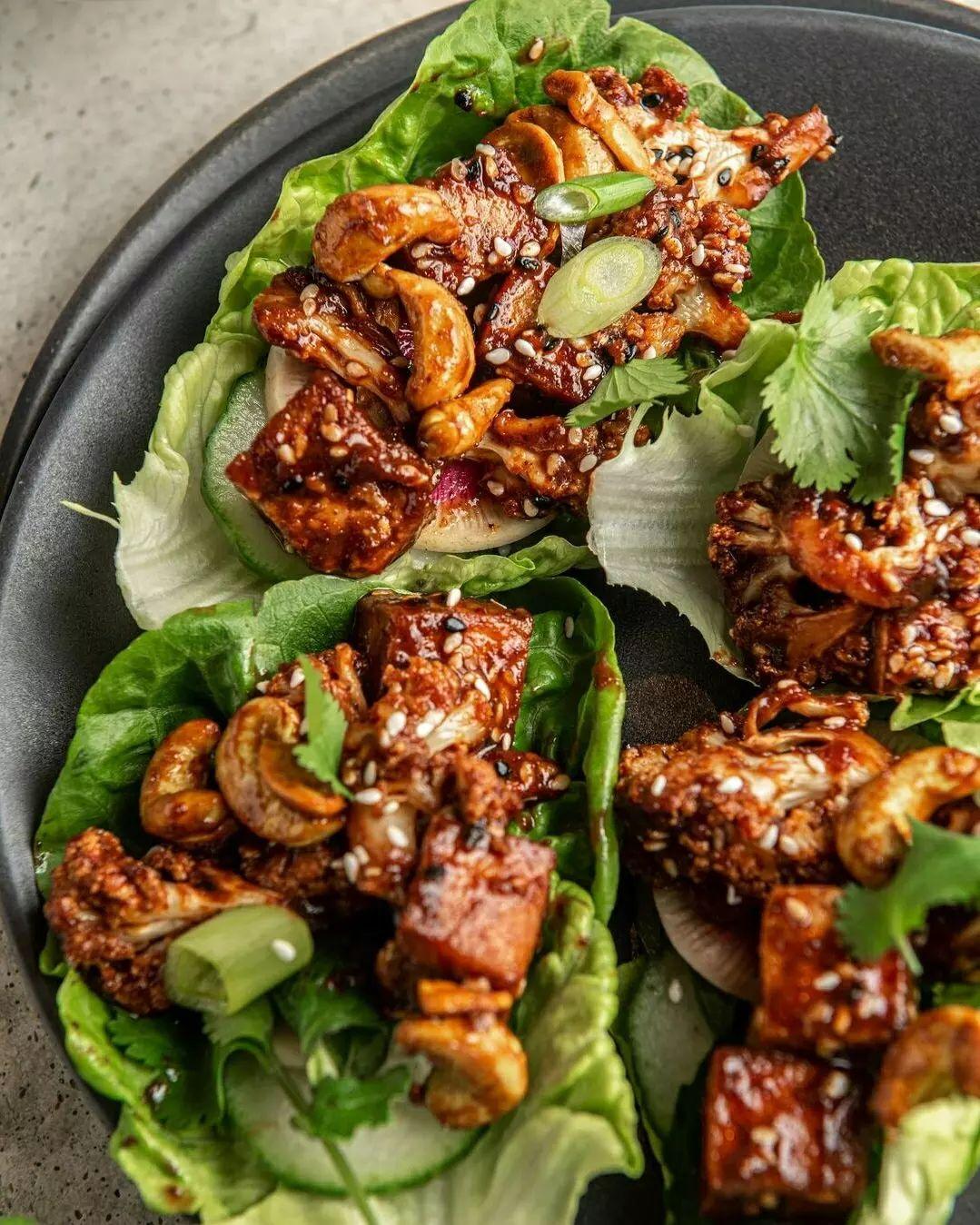 Bbq Tofu Cauliflower Lettuce Wraps