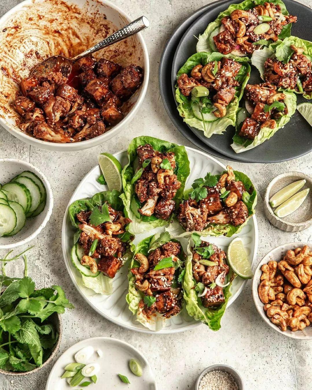 Bbq Tofu Cauliflower Lettuce Wraps