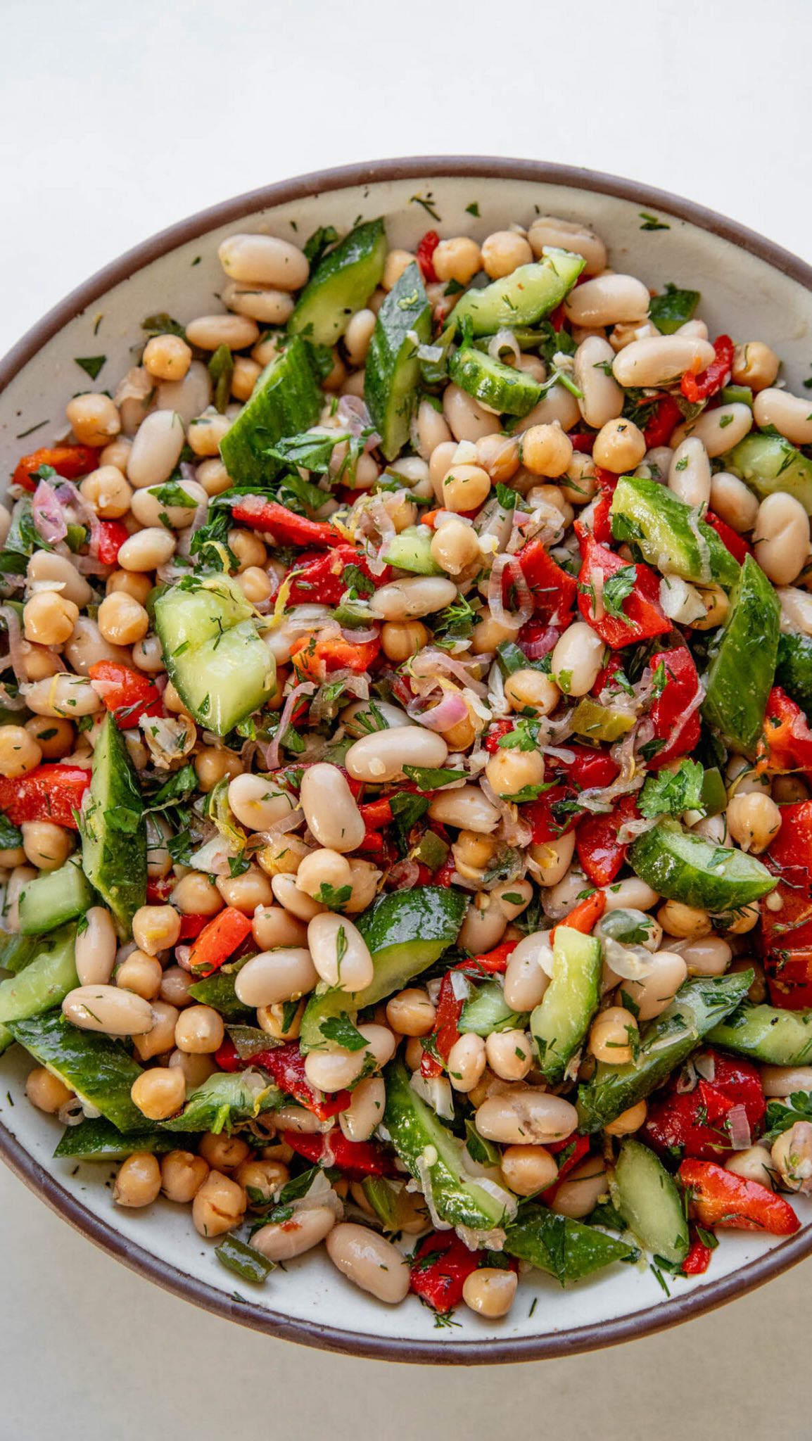 Marinated Bean Salad with Roasted Peppers and Crispy Capers
