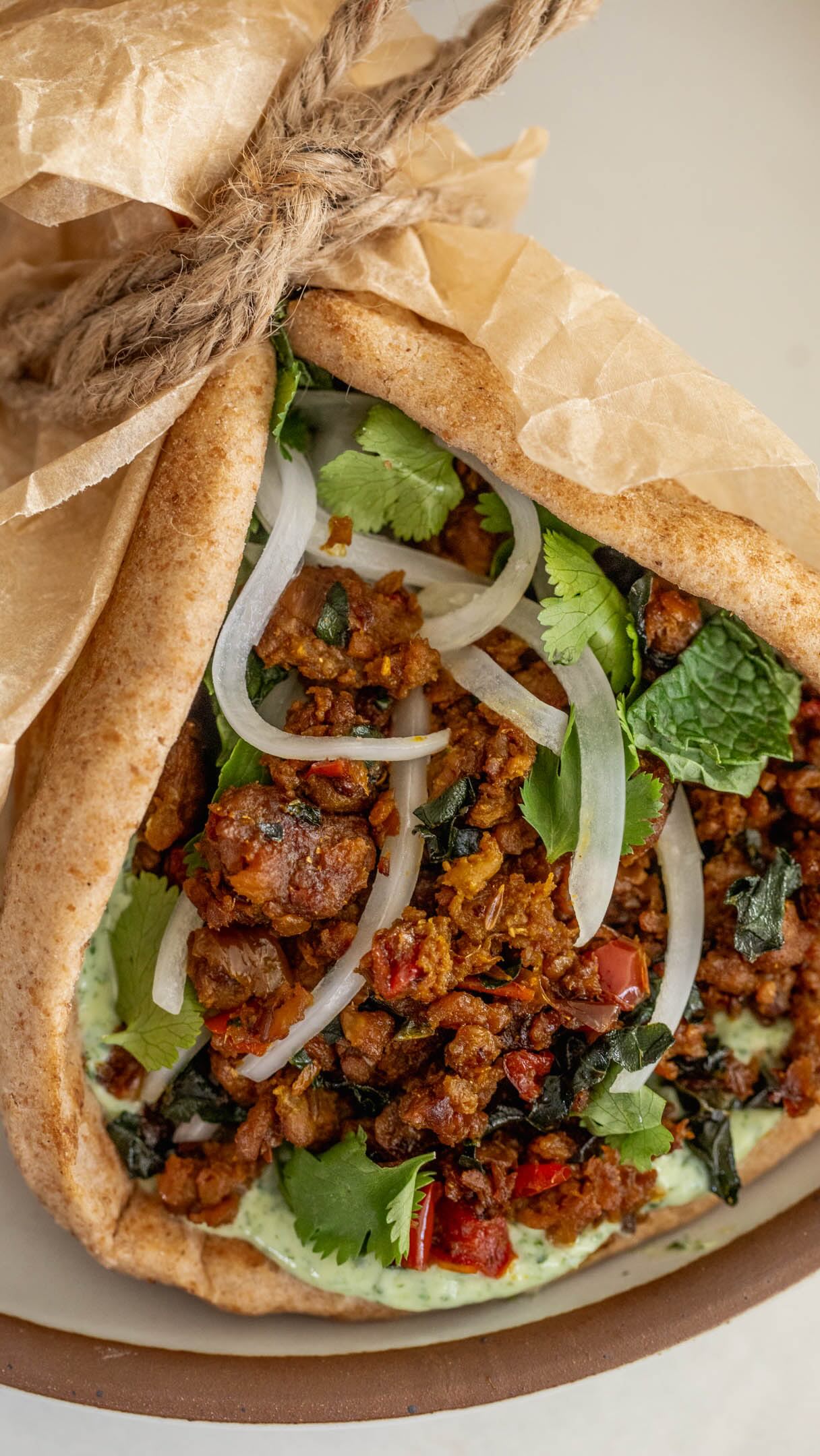 Curried Veggie Wrap with Mint Yogurt Sauce