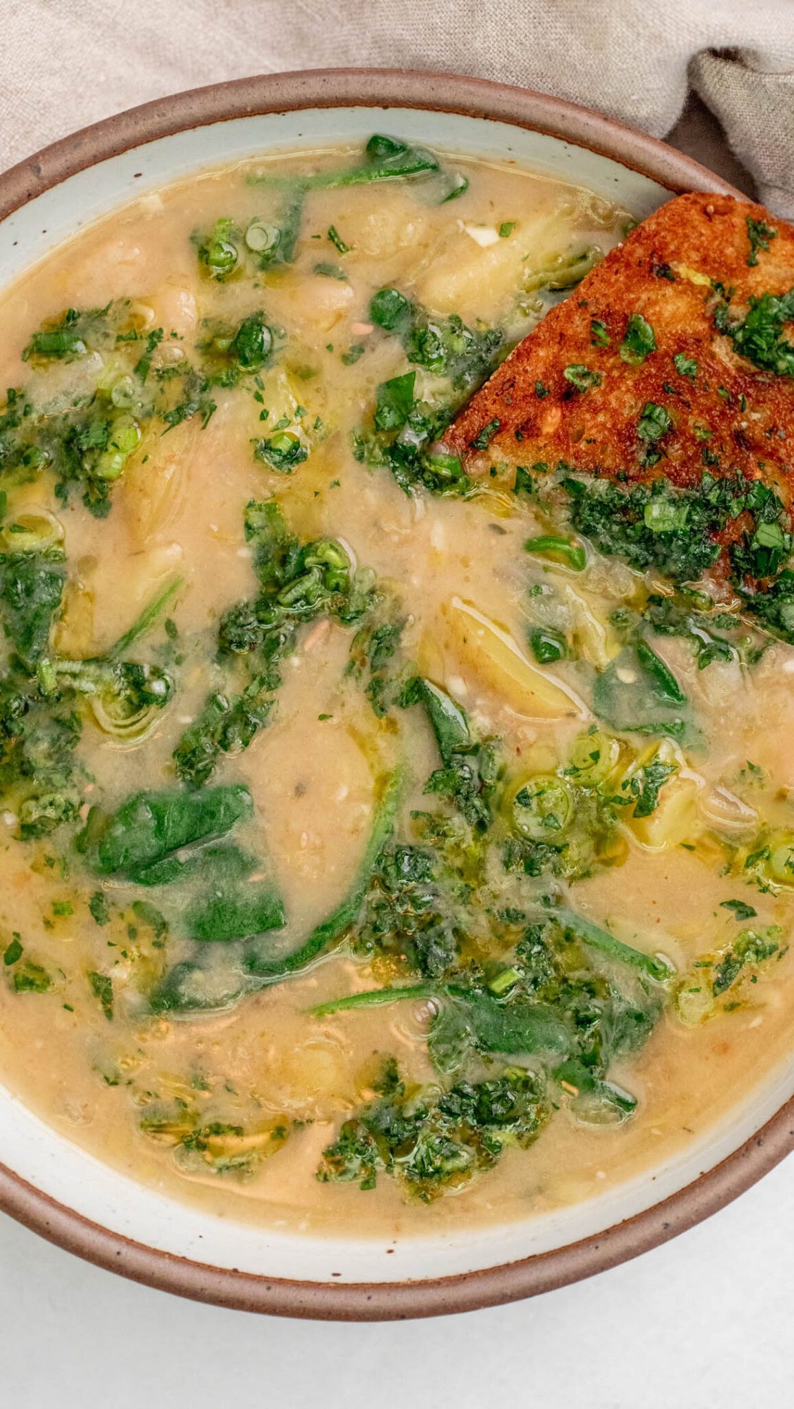 Creamy Potato Leek Soup with Garlic Scallion Oil