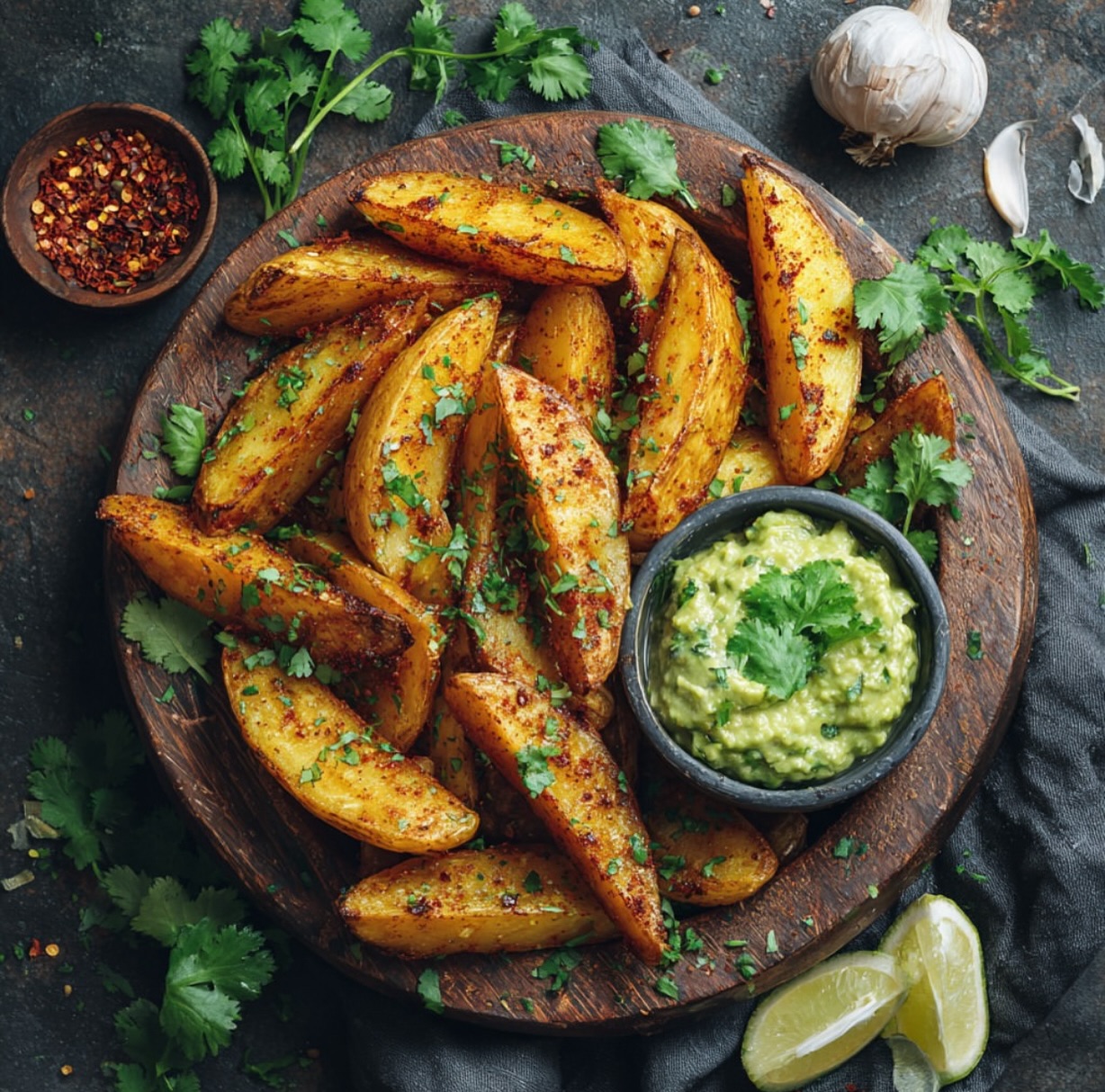 Potato Wedges with Avocado Dip
