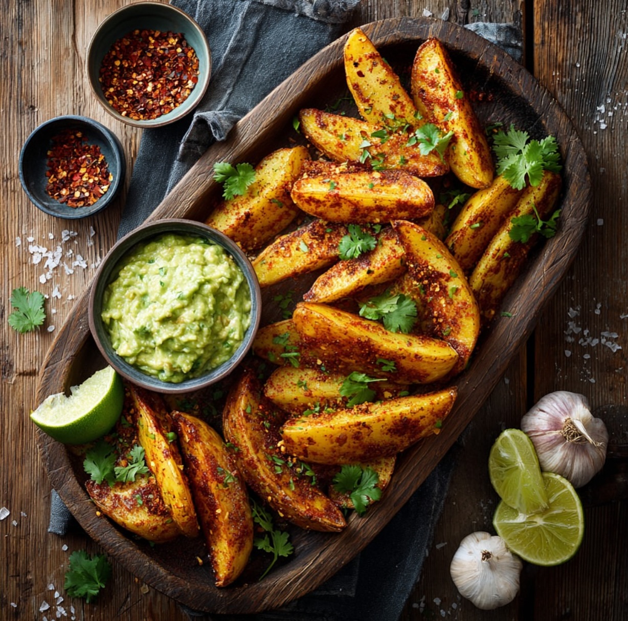 Potato Wedges with Avocado Dip
