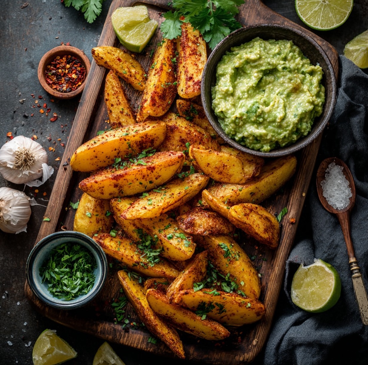 Potato Wedges with Avocado Dip