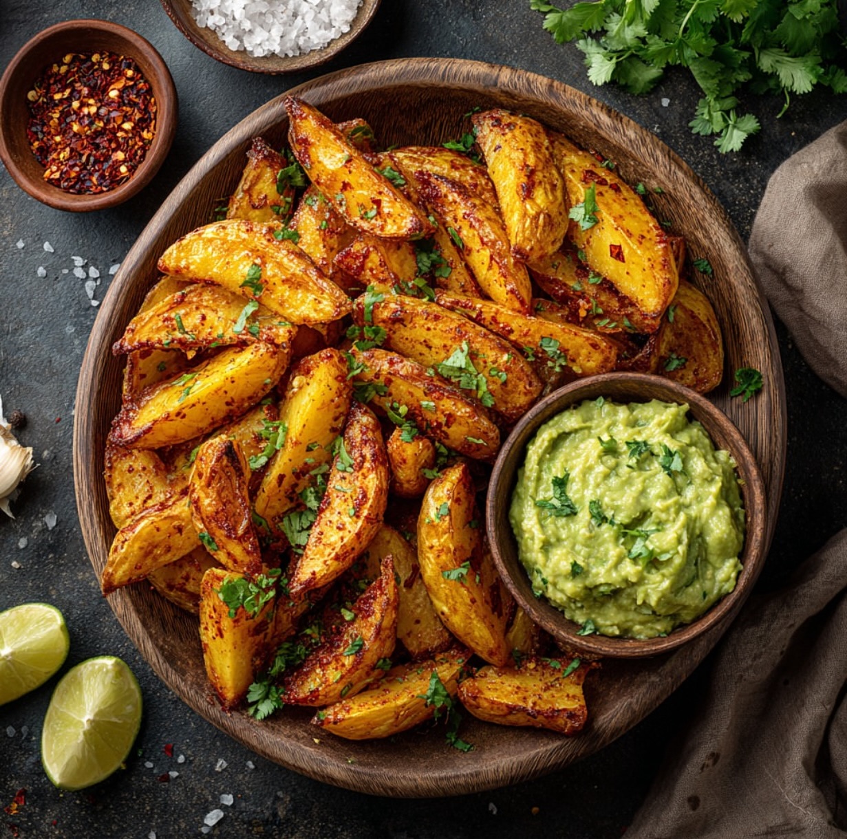 Potato Wedges with Avocado Dip
