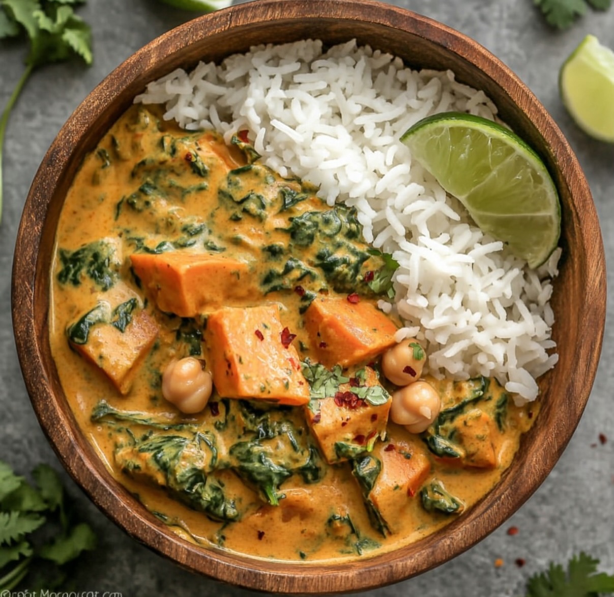 Sweet Potato Chickpea Spinach Coconut Curry
