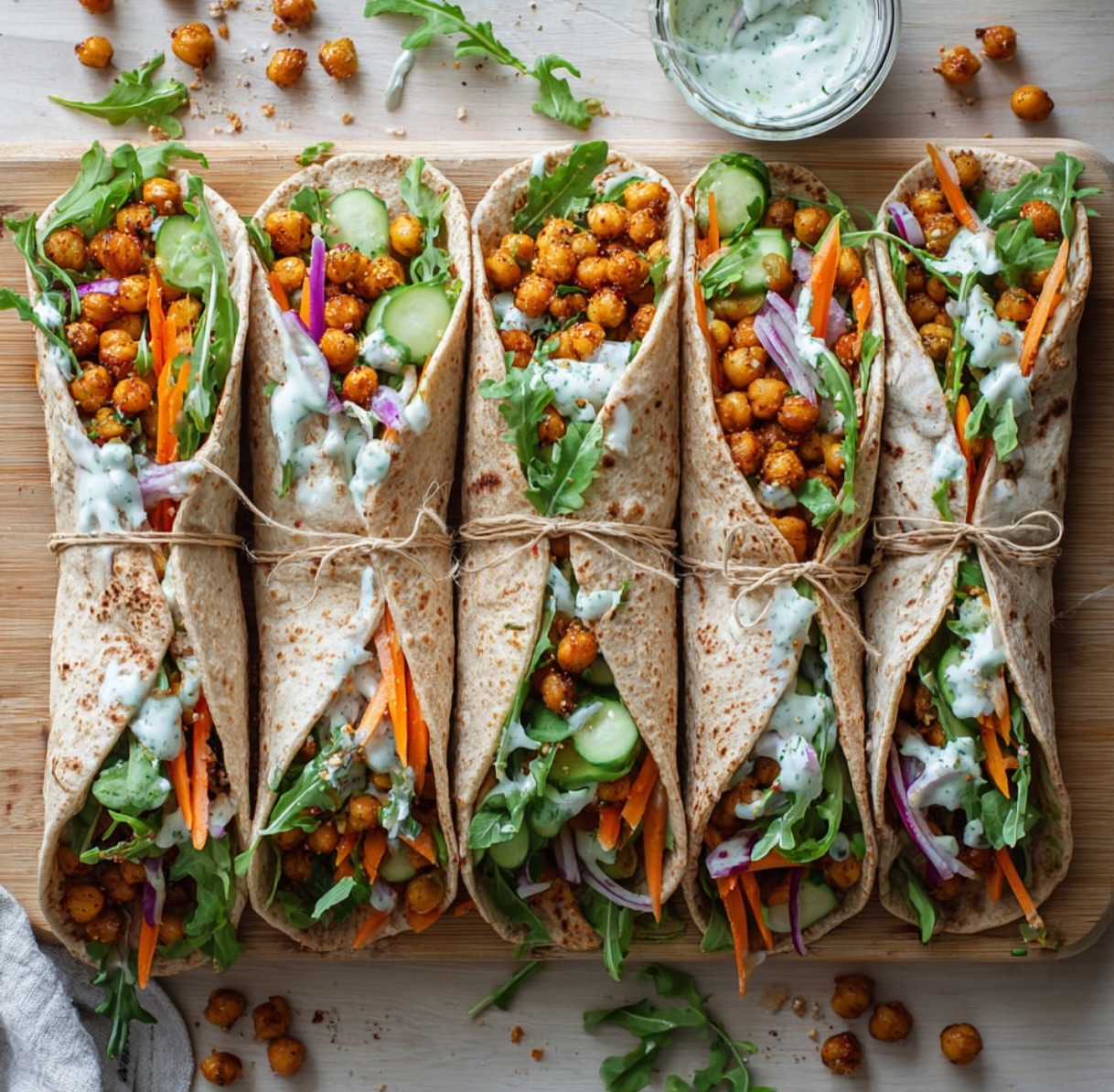 Spiced Chickpea Wraps with Tahini Dressing