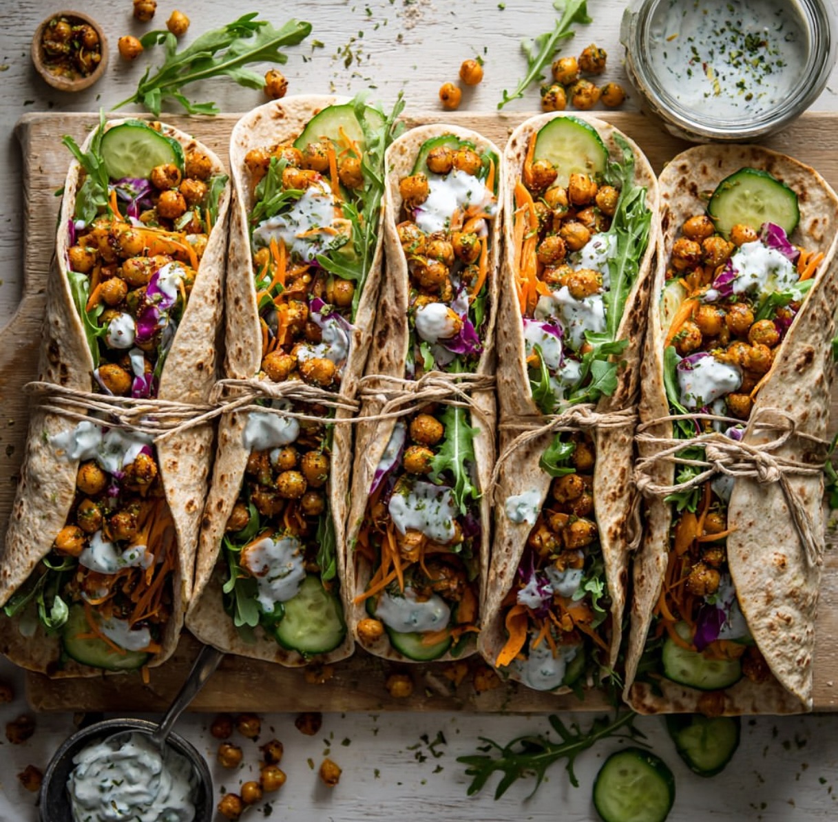 Spiced Chickpea Wraps with Tahini Dressing