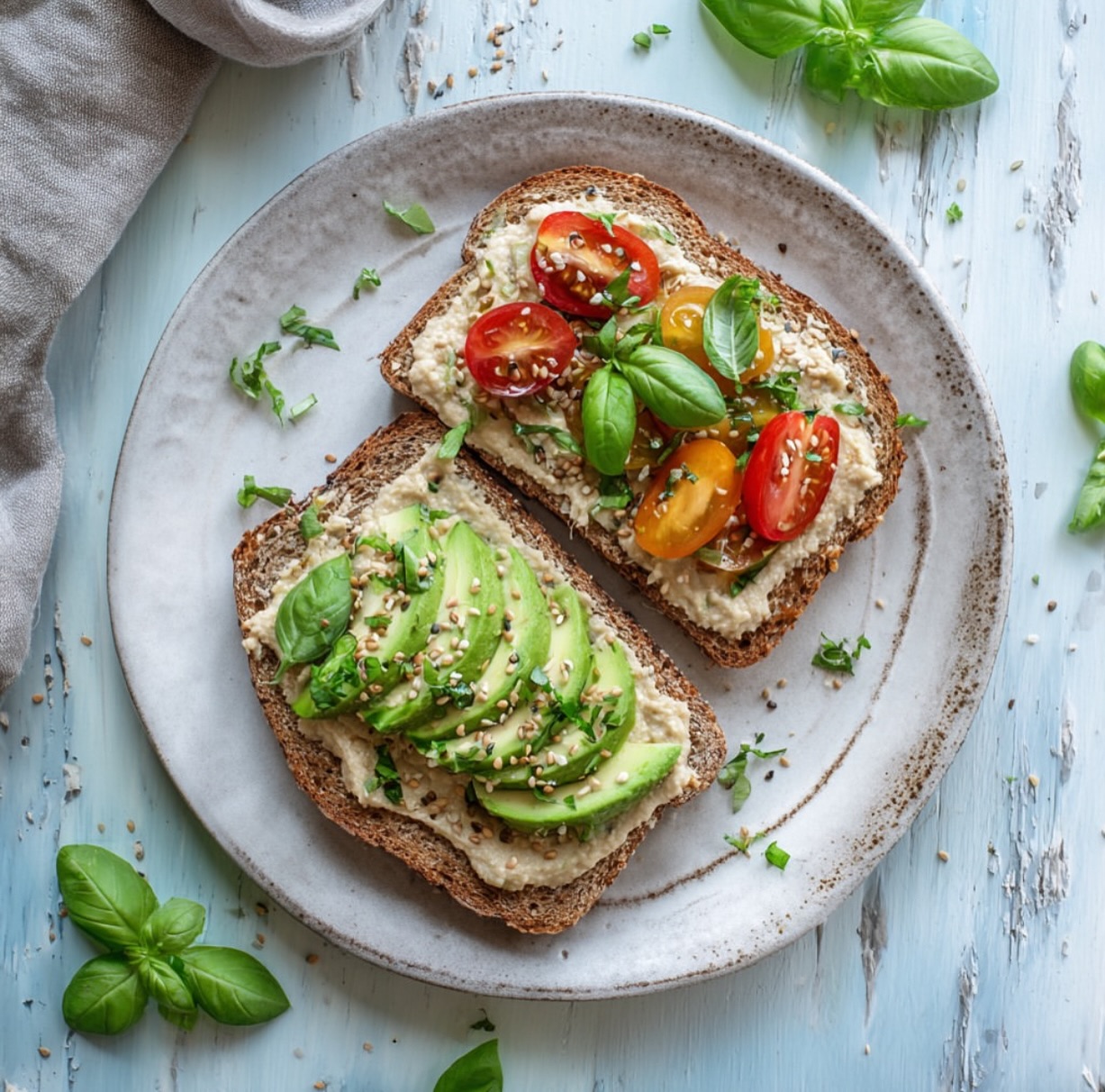 Savory Vegan Breakfast Toast with Toppings