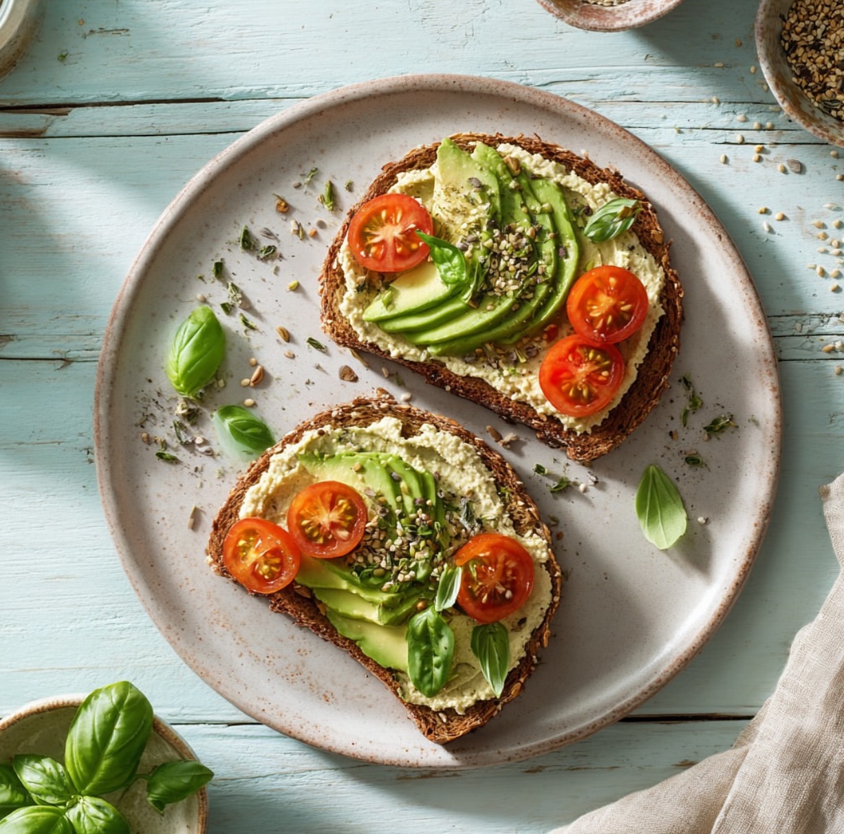 Savory Vegan Breakfast Toast with Toppings