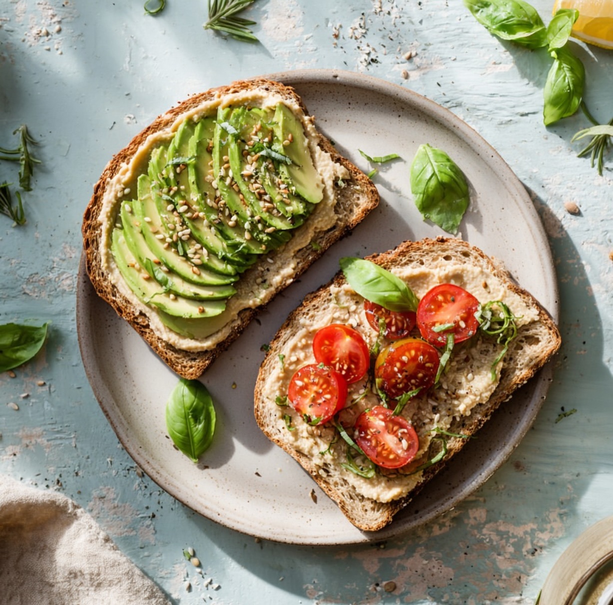 Savory Vegan Breakfast Toast with Toppings