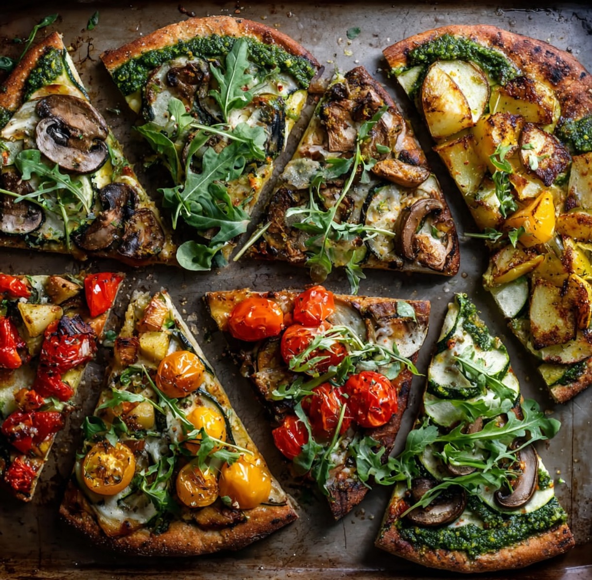 Potato and Red Pesto Pizzettas